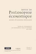 Revue de philosophie économique, v. 15, no 01